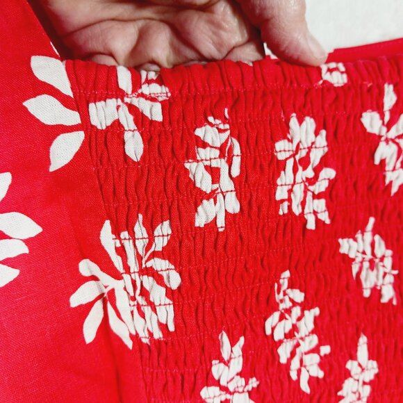 Ann Taylor, Top, Red with White Leaf Print, Square Neck, Puffed Sleeves, Size 8 - Picture 11 of 15